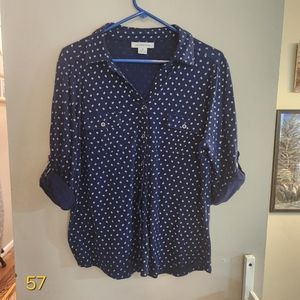 XL Liz Claiborne Navy Blue Button Down Top